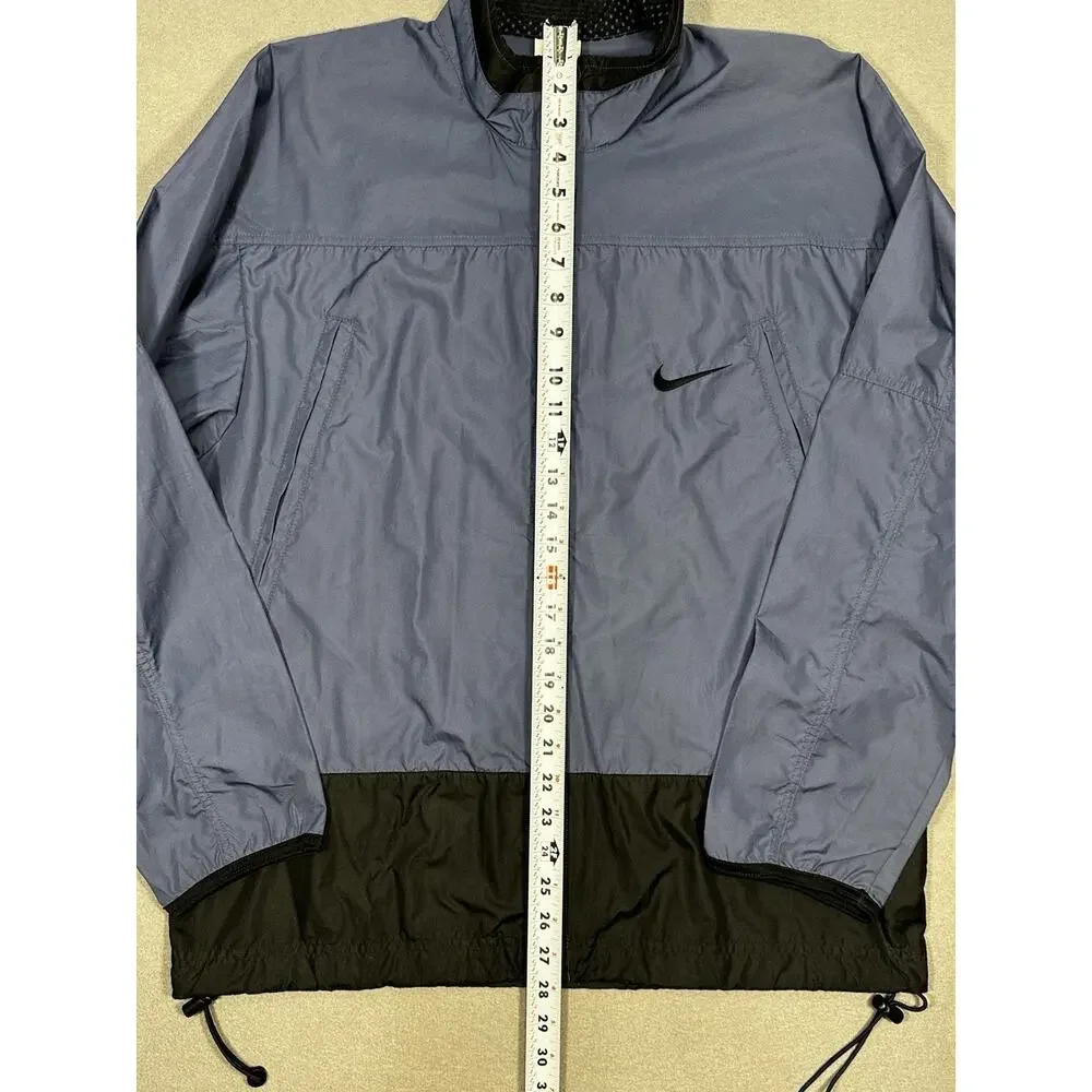 Vintage Nike Men’s Blue Black Full Zip Windbreaker Jacket Mesh Lined M